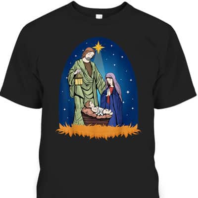 Jesus Nativity Scene True Story Christian Christmas T-Shirt