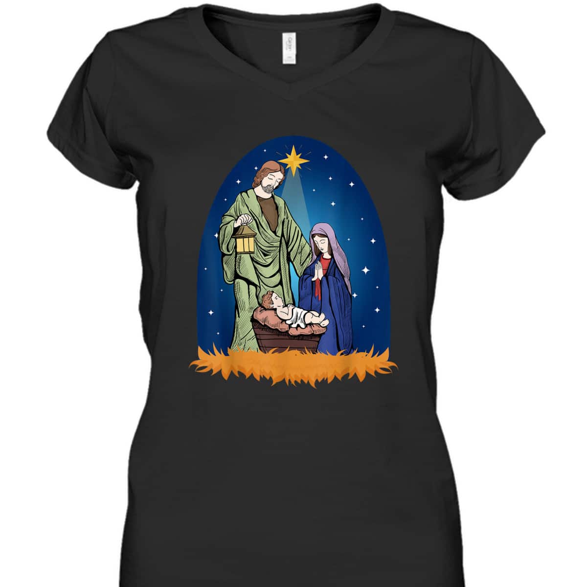 Jesus Nativity Scene True Story Christian Christmas T-Shirt