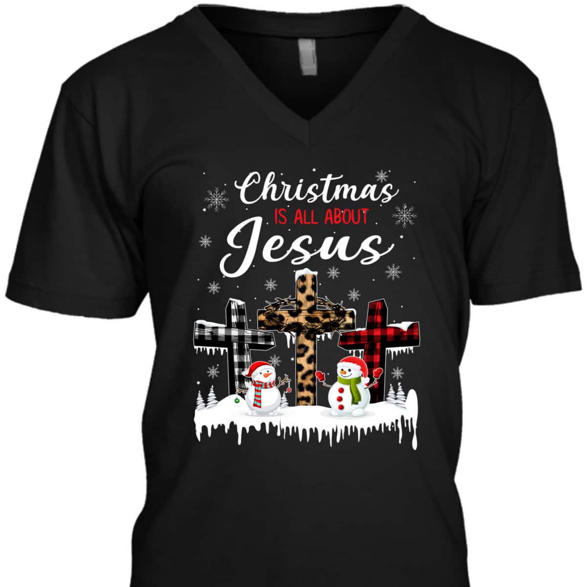 Christmas Is All About Jesus Christians Winter Holiday Cross T-Shirt Christmas Is All About Jesus Christians Winter Holiday Cross T-Shirt