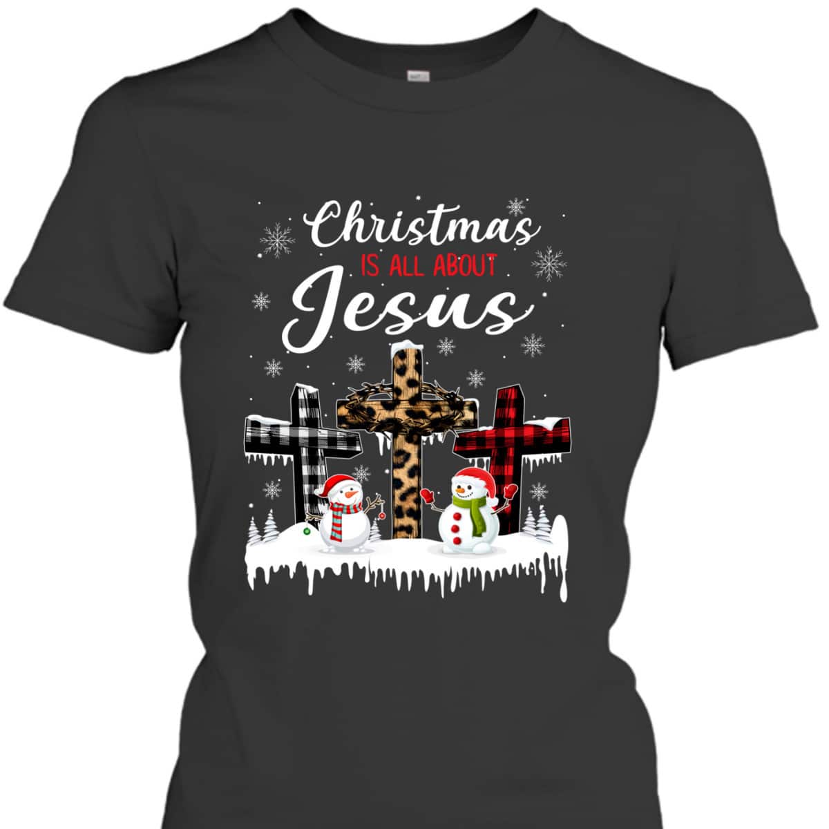 Christmas Is All About Jesus Christians Winter Holiday Cross T-Shirt Christmas Is All About Jesus Christians Winter Holiday Cross T-Shirt