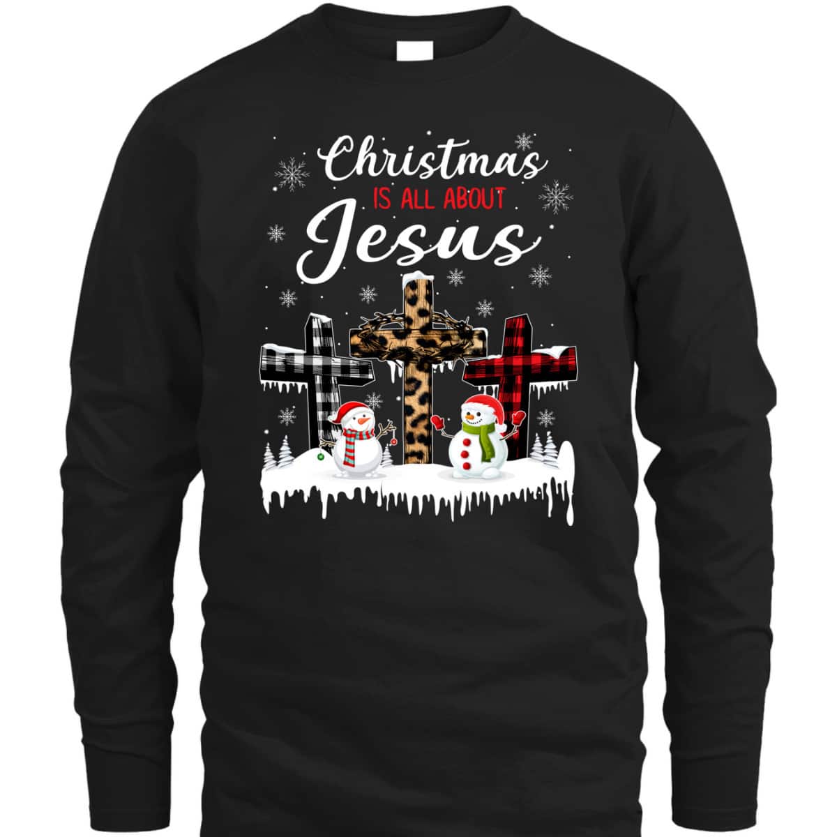 Christmas Is All About Jesus Christians Winter Holiday Cross T-Shirt Christmas Is All About Jesus Christians Winter Holiday Cross T-Shirt