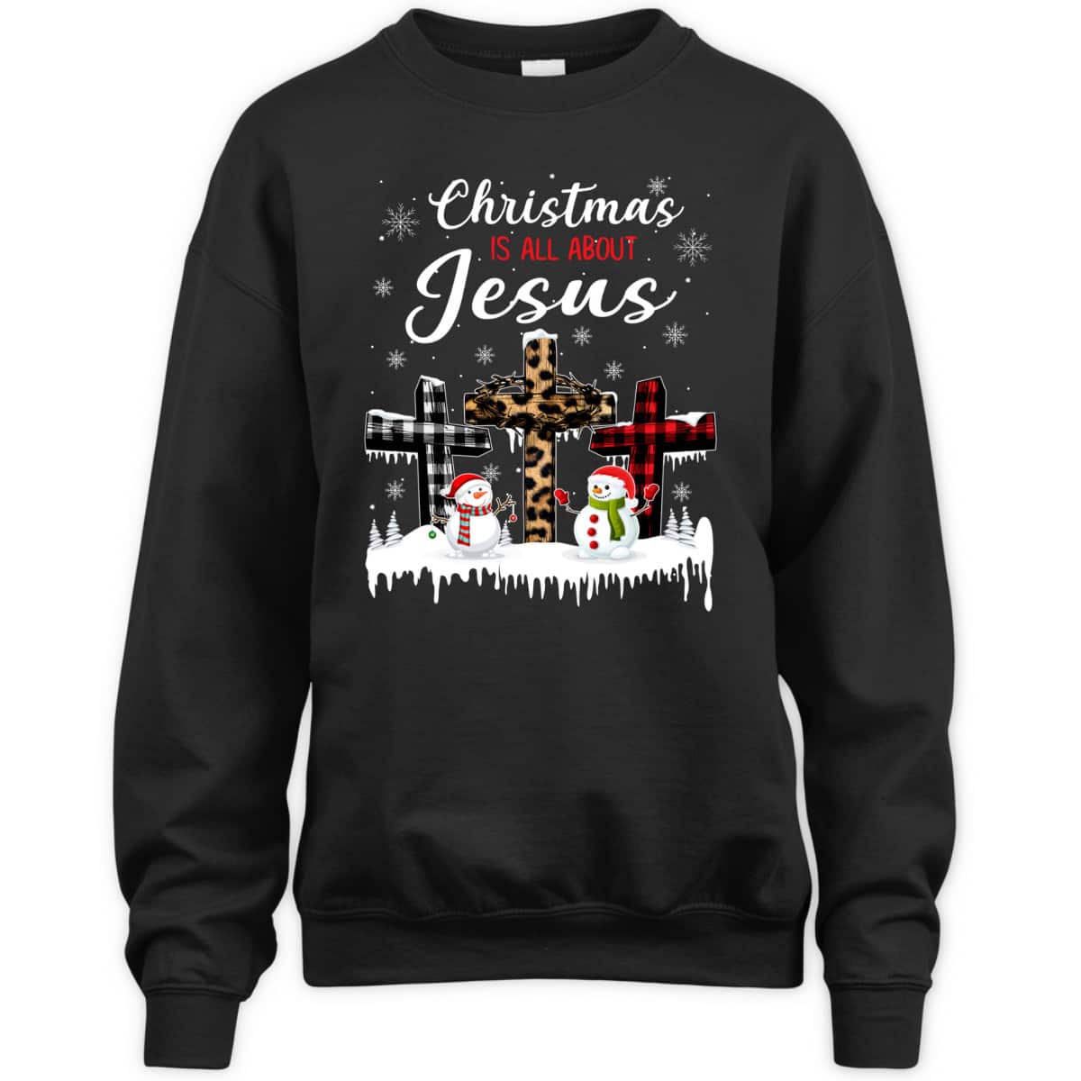Christmas Is All About Jesus Christians Winter Holiday Cross T-Shirt