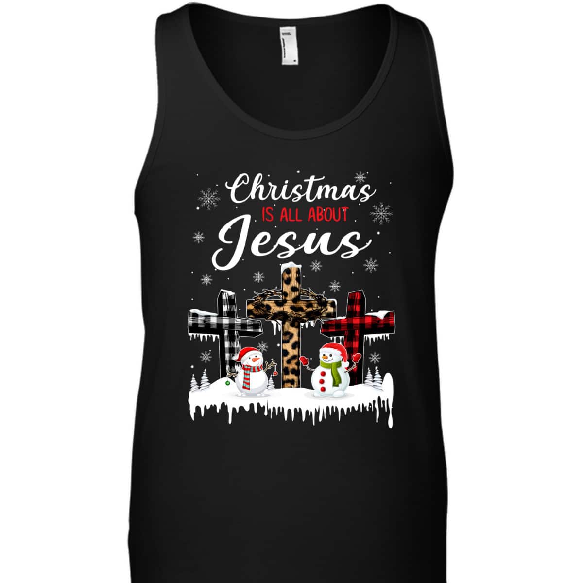 Christmas Is All About Jesus Christians Winter Holiday Cross T-Shirt