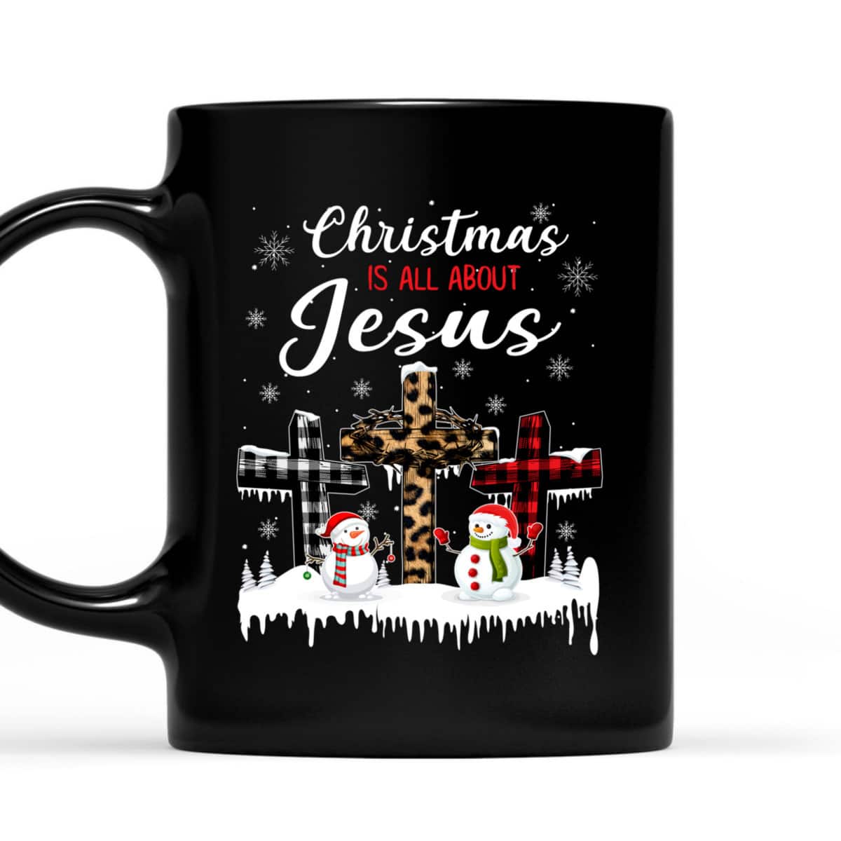 Christmas Is All About Jesus Christians Winter Holiday Cross T-Shirt