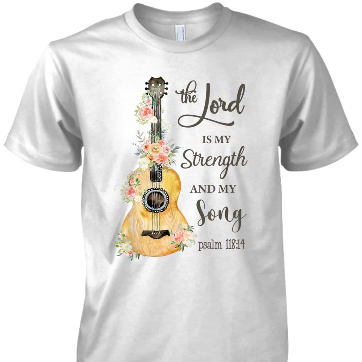 Christian Guitar Jesus The Lord Is My Strength And My Song Bible Verse T-Shirt