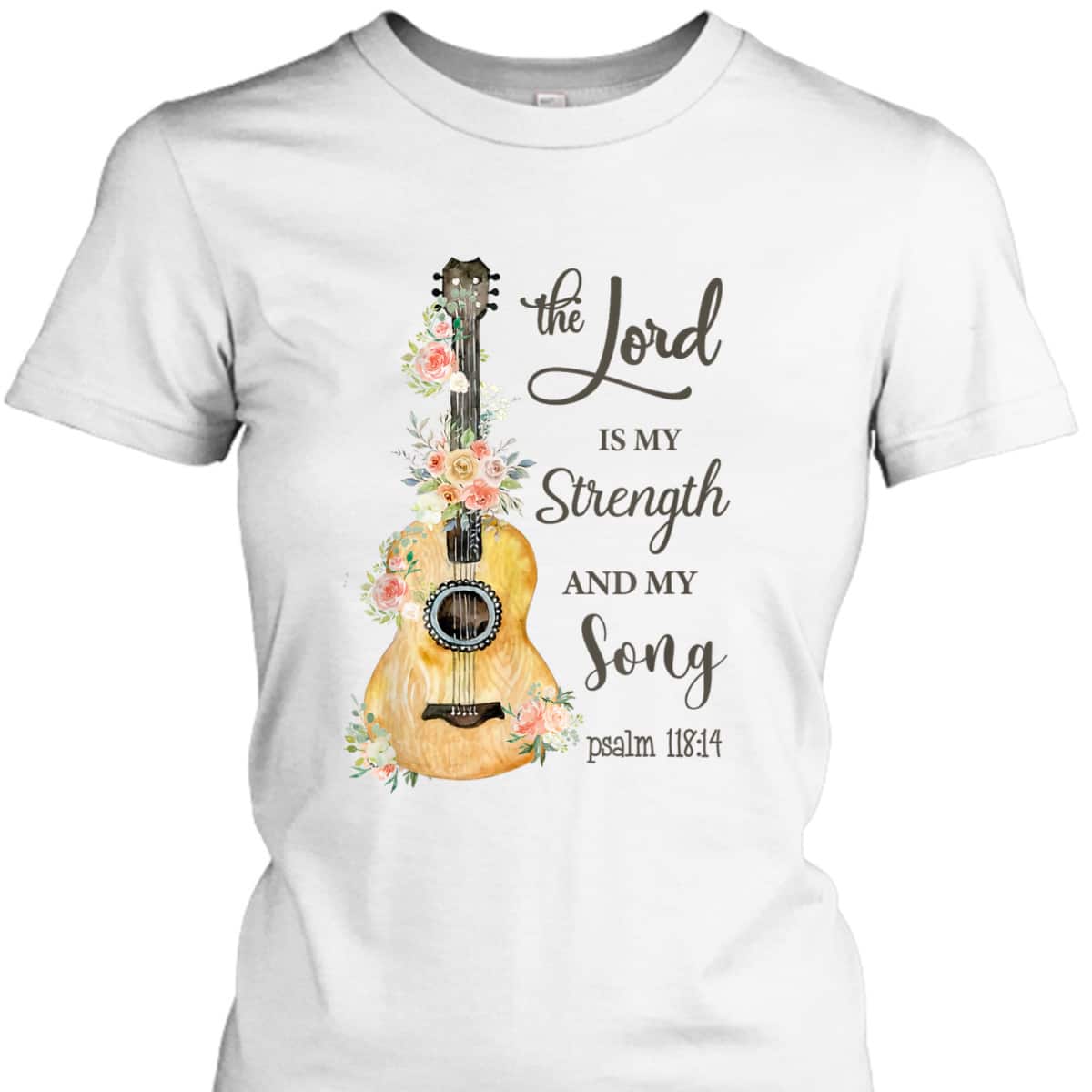 Christian Guitar Jesus The Lord Is My Strength And My Song Bible Verse T-Shirt
