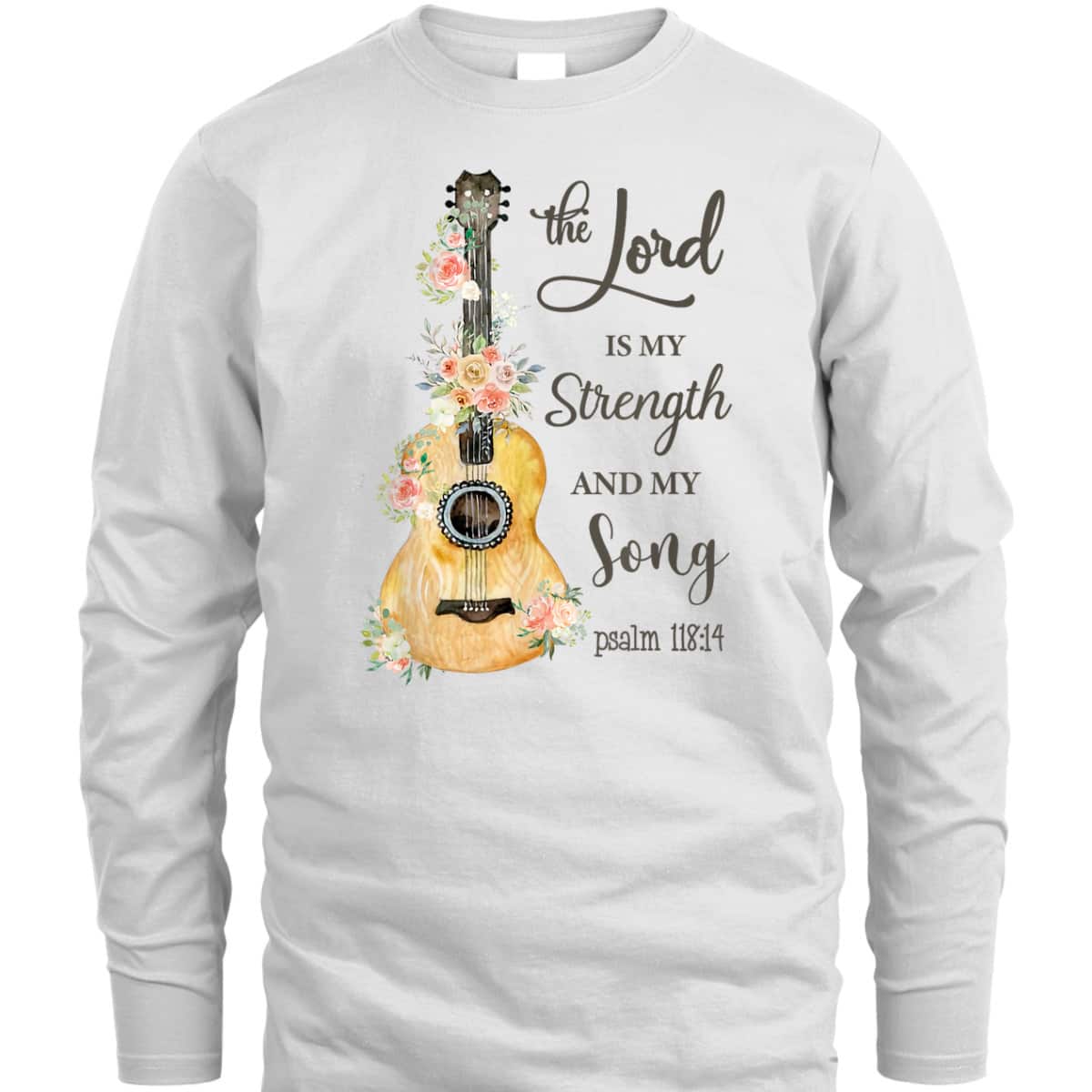Christian Guitar Jesus The Lord Is My Strength And My Song Bible Verse T-Shirt