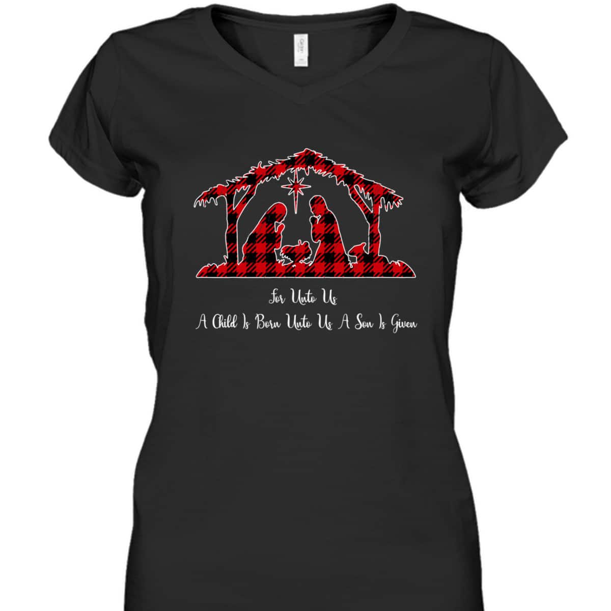 Christmas Nativity Scene Red Plaid Costume Isaiah Bible T-Shirt