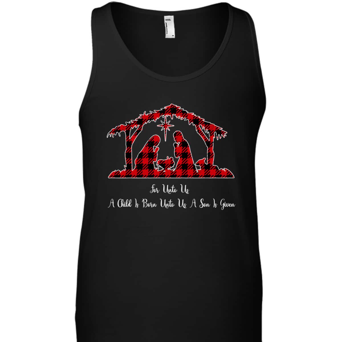 Christmas Nativity Scene Red Plaid Costume Isaiah Bible T-Shirt