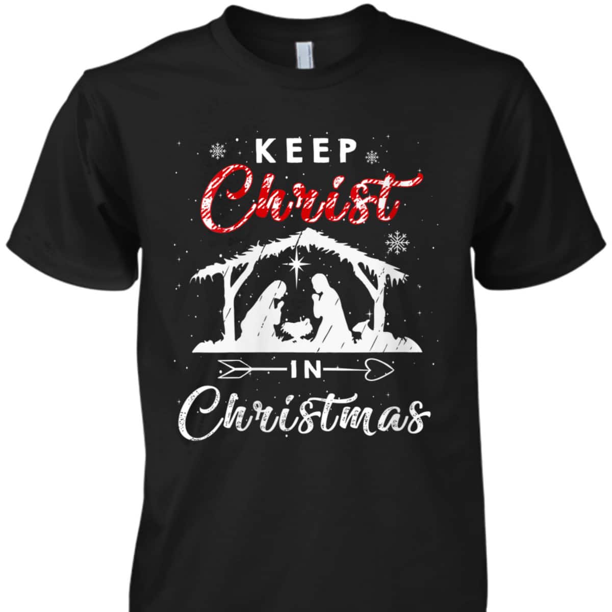 Keep Christ In Christmas Red Plaid Christian Winter Holiday T-Shirt