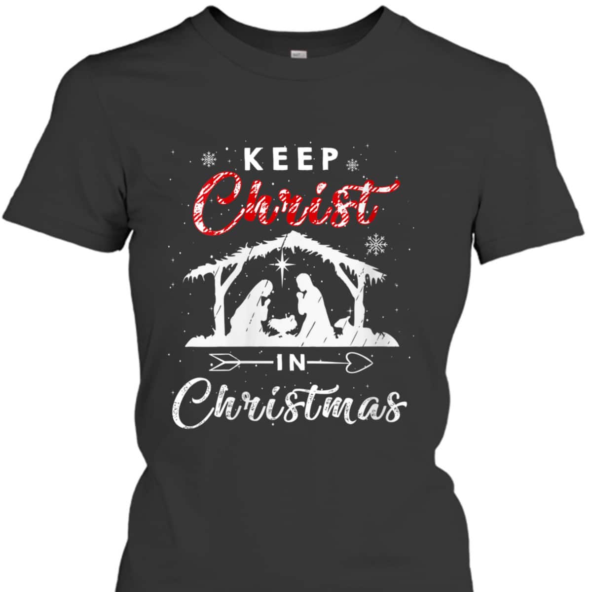 Keep Christ In Christmas Red Plaid Christian Winter Holiday T-Shirt