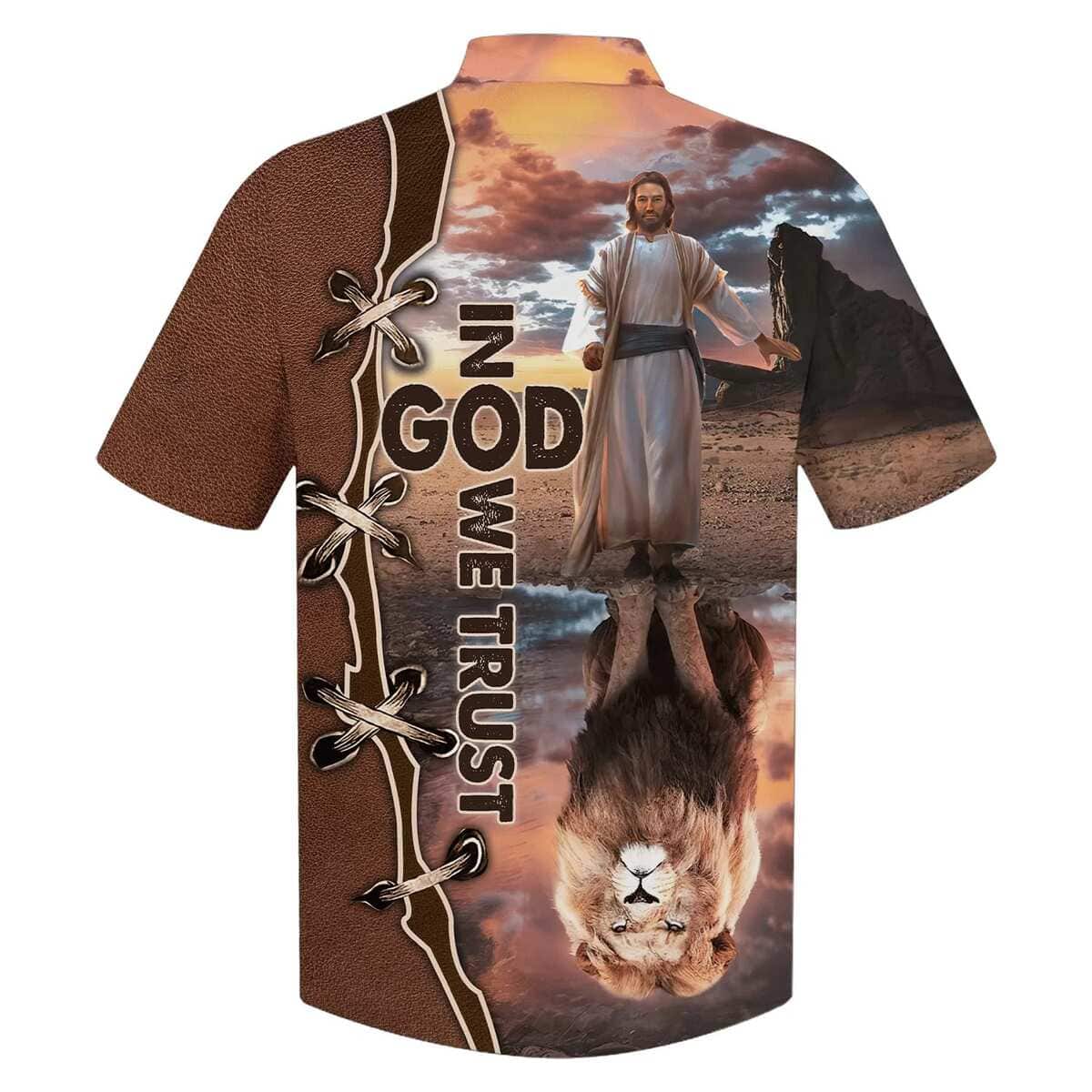 In God We Trust Jesus And Lion Christian Hawaiian Shirt In God We Trust Jesus And Lion Christian Hawaiian Shirt