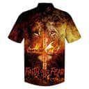 Faith Over Fear Lion Cross Christian Hawaiian Shirt
