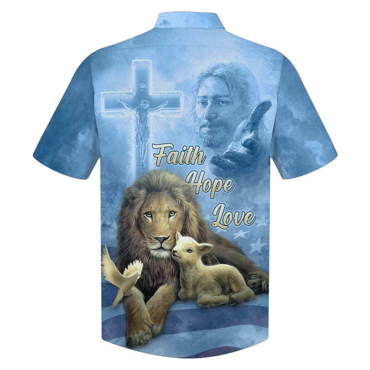 Faith Hope Love Jesus Lion And The Lamb Christian Hawaiian Shirt Faith Hope Love Jesus Lion And The Lamb Christian Hawaiian Shirt