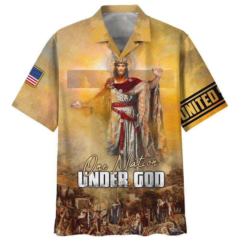 American Flag 4th Of July One Nation Under God Jesus Christ Christian Faith Hawaiian Shirt American Flag 4th Of July One Nation Under God Jesus Christ Christian Faith Hawaiian Shirt