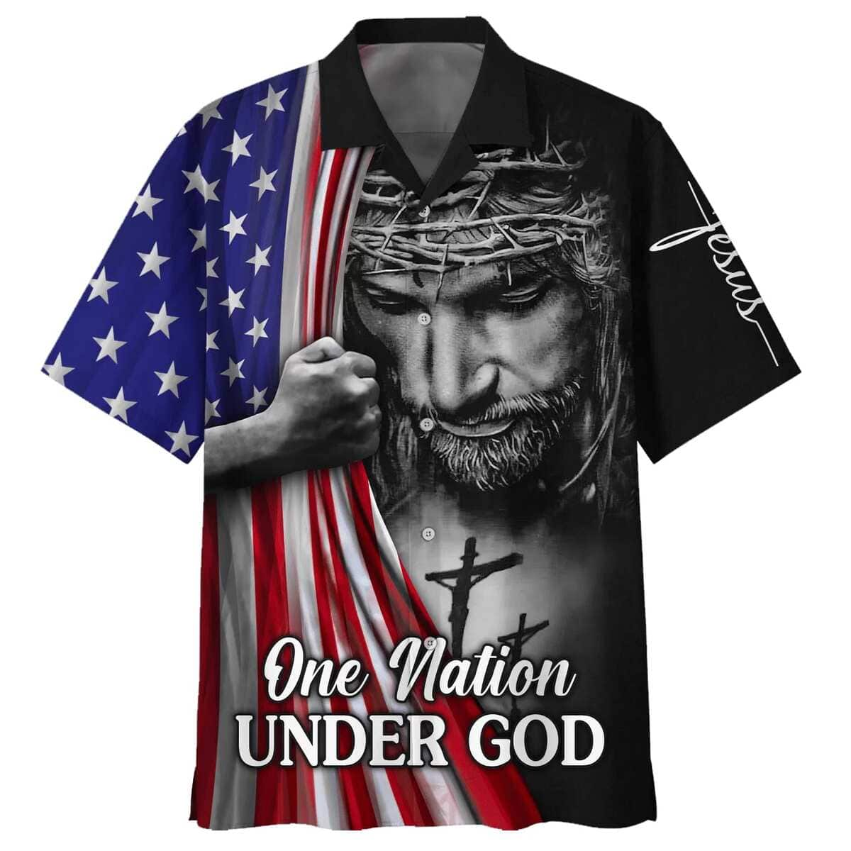 4th Of July One Nation Under God Jesus American Christian Faith US Flag Hawaiian Shirt