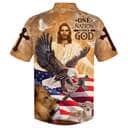 Independence Day US Flag One Nation Under God Jesus And Lion Eagle American Christian Faith Hawaiian Shirt