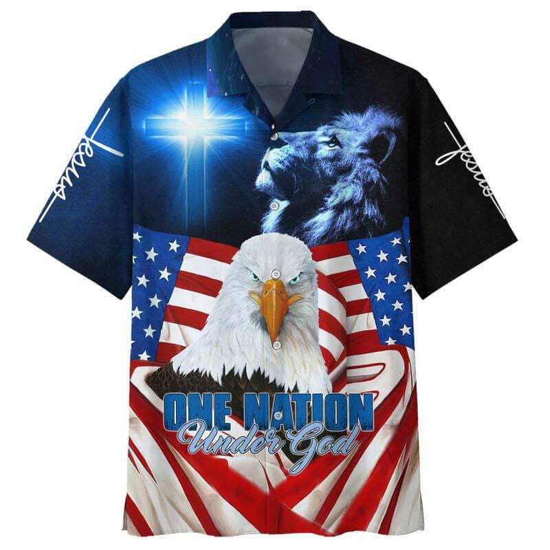 One Nation Under God American Eagle Christian Faith Independence Day American Flag Hawaiian Shirt