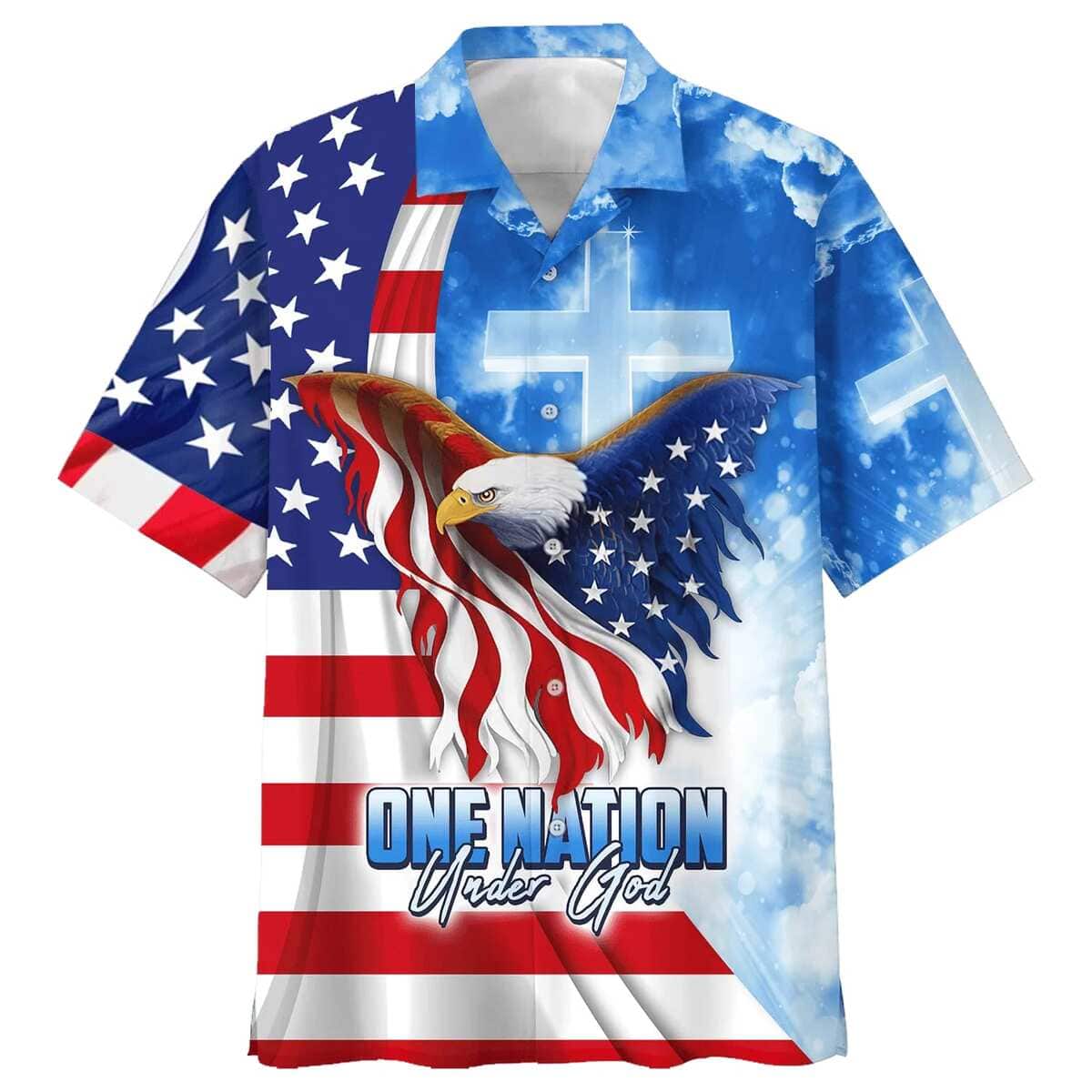 One Nation Under God Eagle American Christian Faith Cross 4th Of July Hawaiian Shirt One Nation Under God Eagle American Christian Faith Cross 4th Of July Hawaiian Shirt