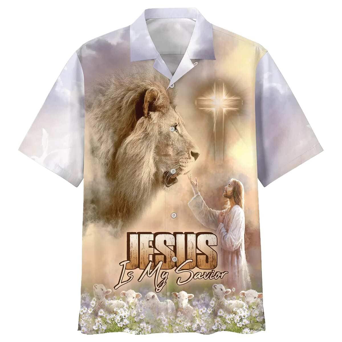 Jesus Is My Savior Lion Lambs Christian Faith Hawaiian Shirt