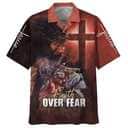 Jesus Faith Over Fear Lion Cross Christian Faith US Flag Hawaiian Shirt