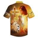 Jesus Prayer Lion Cross Christian Faith Hawaiian Shirt