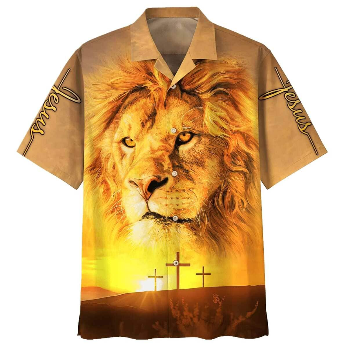 Jesus Lion Christian Cross Hawaiian Shirt For Believers