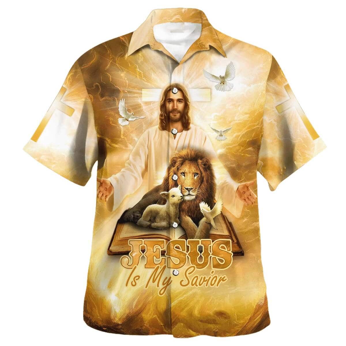 Jesus Lion And The Lamb Jesus Is My Savior Christian Hawaiian Shirt Jesus Lion And The Lamb Jesus Is My Savior Christian Hawaiian Shirt