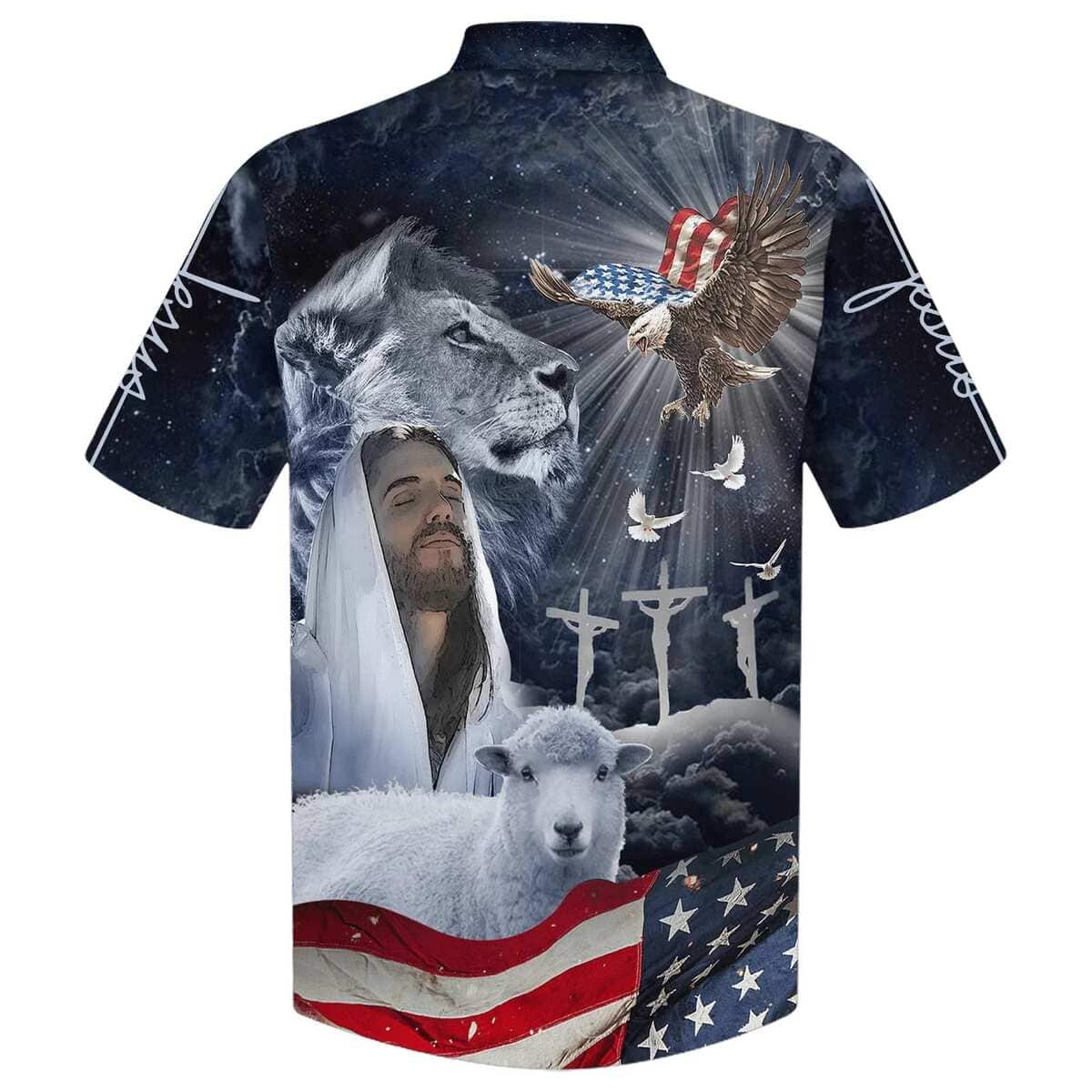 Jesus US Flag Dove Lion And The Lamb Eagle Christian Hawaiian Shirt Jesus US Flag Dove Lion And The Lamb Eagle Christian Hawaiian Shirt