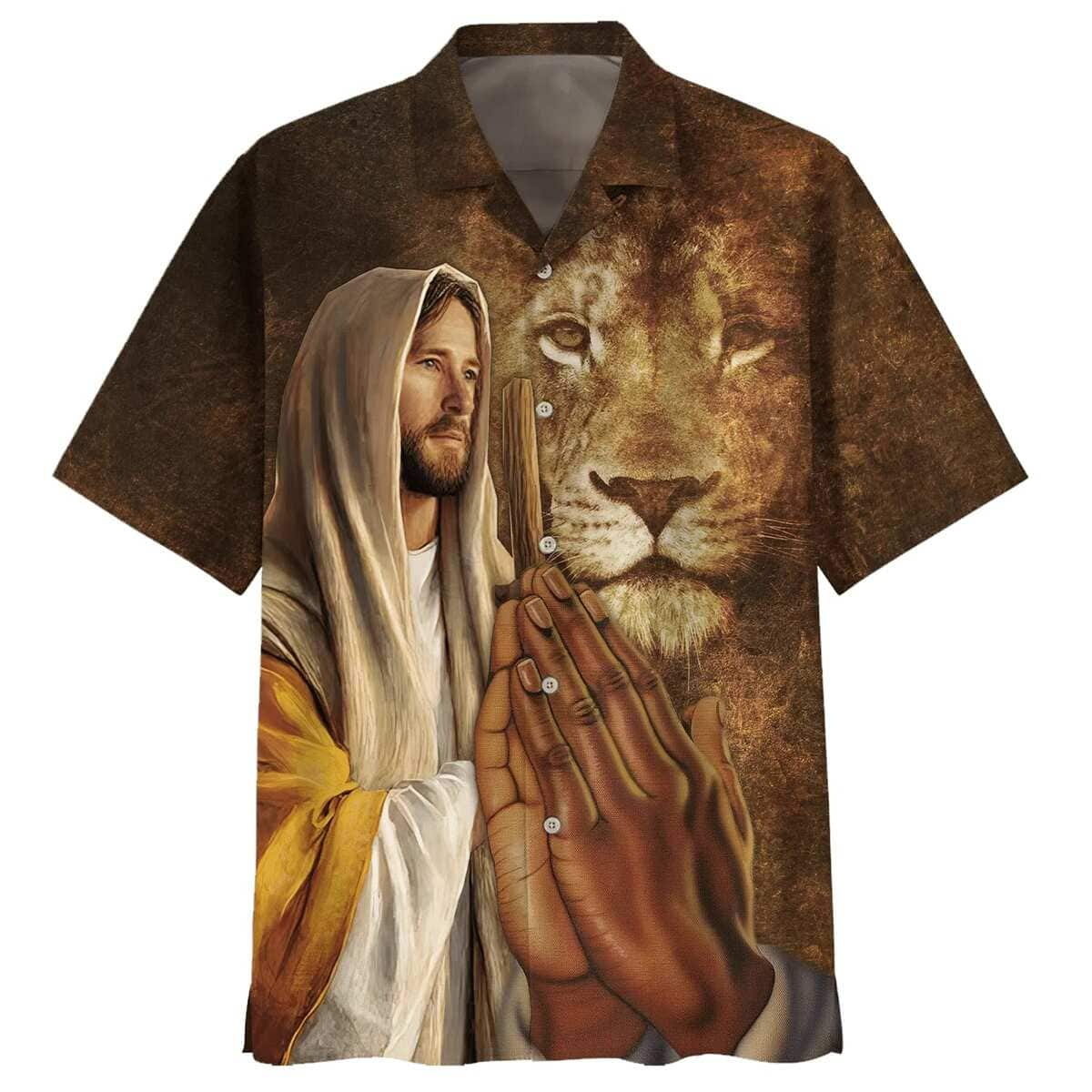 Jesus Christ Prayer Lion Christian Hawaiian Shirt