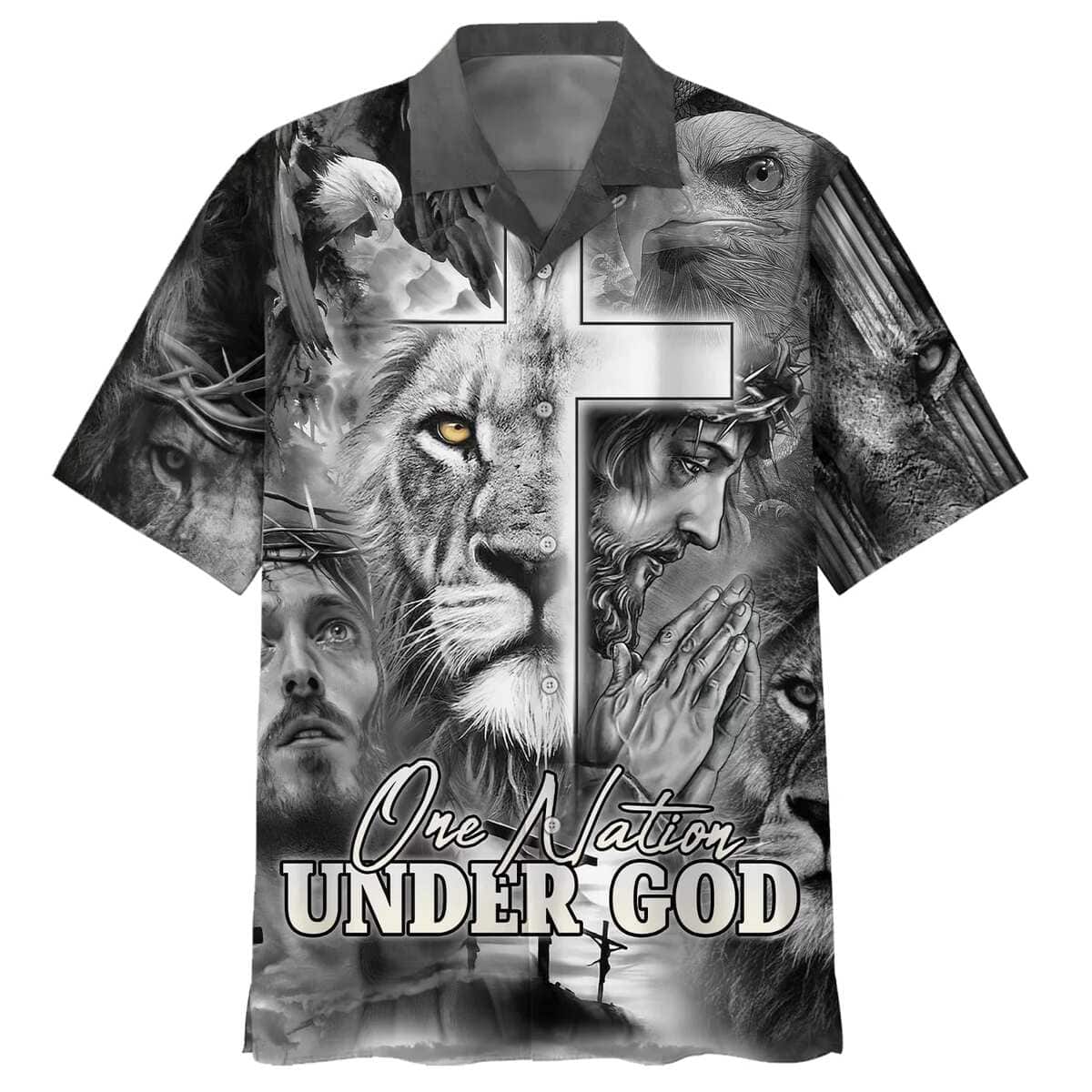 Jesus And The Lion Of Judah One Nation Under God Christian Hawaiian Shirt Jesus And The Lion Of Judah One Nation Under God Christian Hawaiian Shirt