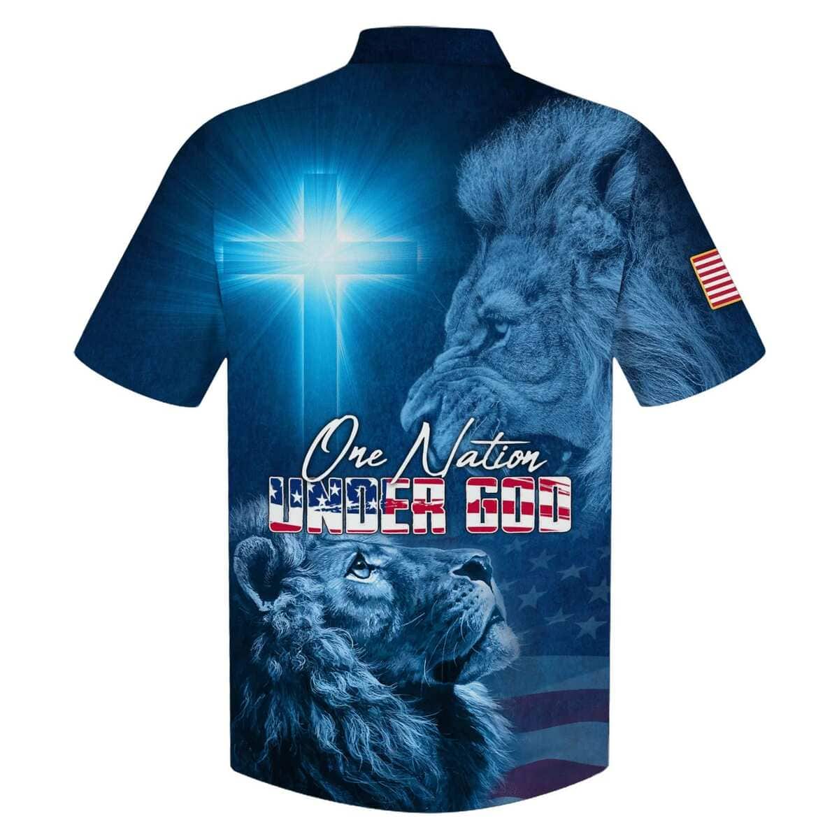 One Nation Under God Lion Christian American Flag Patriot Hawaiian Shirt One Nation Under God Lion Christian American Flag Patriot Hawaiian Shirt