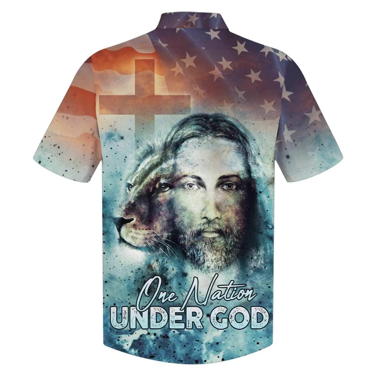 One Nation Under God Jesus Lion Christian US Flag 4th Of July Hawaiian Shirt One Nation Under God Jesus Lion Christian US Flag 4th Of July Hawaiian Shirt