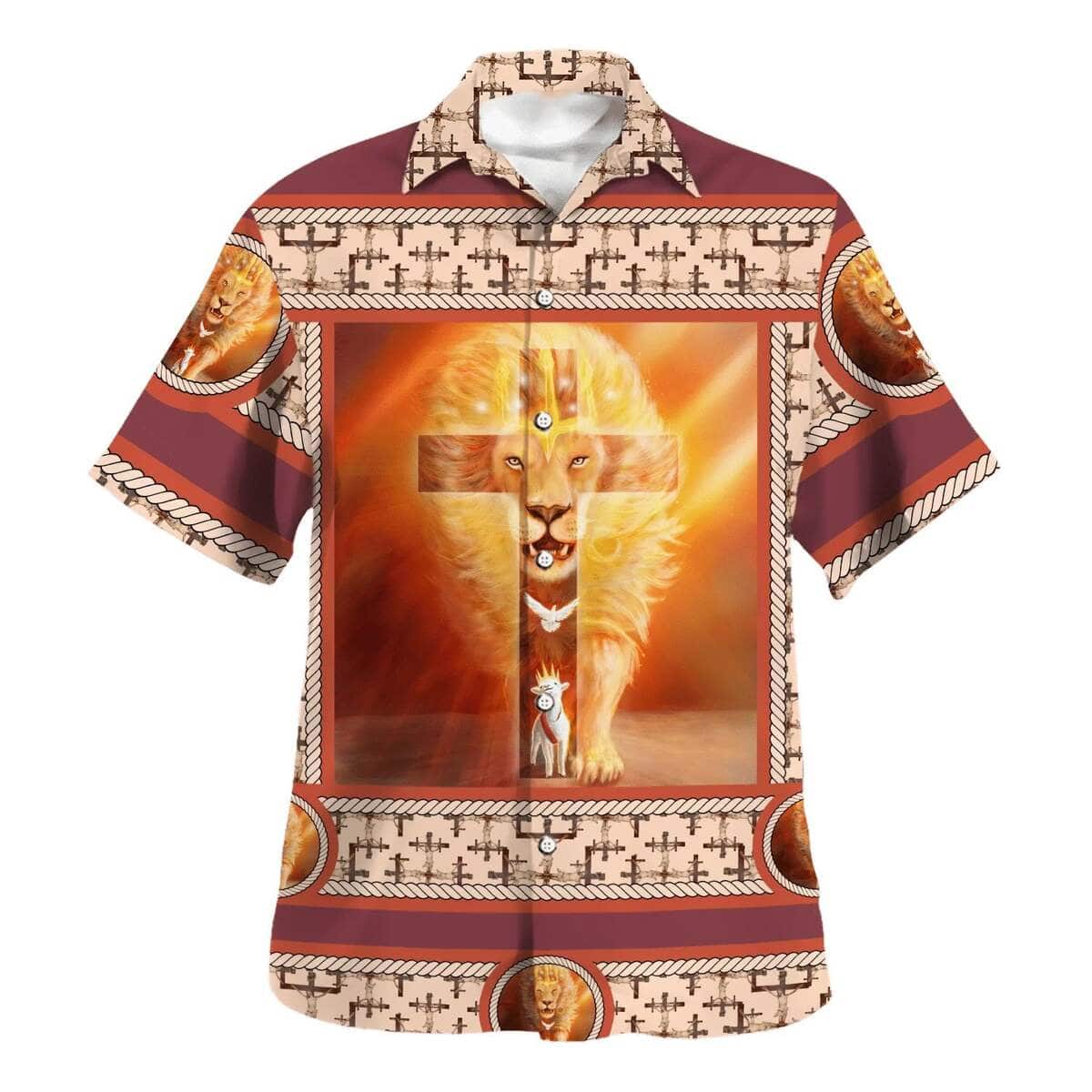 Lion Of Judah Lamb Of God Dove Christian Hawaiian Shirt Lion Of Judah Lamb Of God Dove Christian Hawaiian Shirt