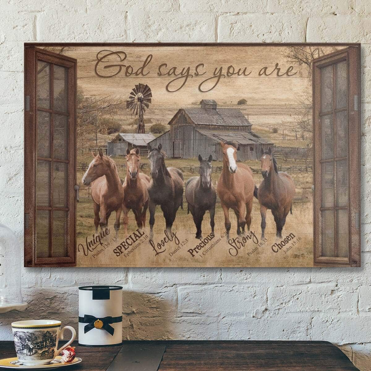 Bible Verse Amazing Horse God Says You Are Christian Canvas Wall Art