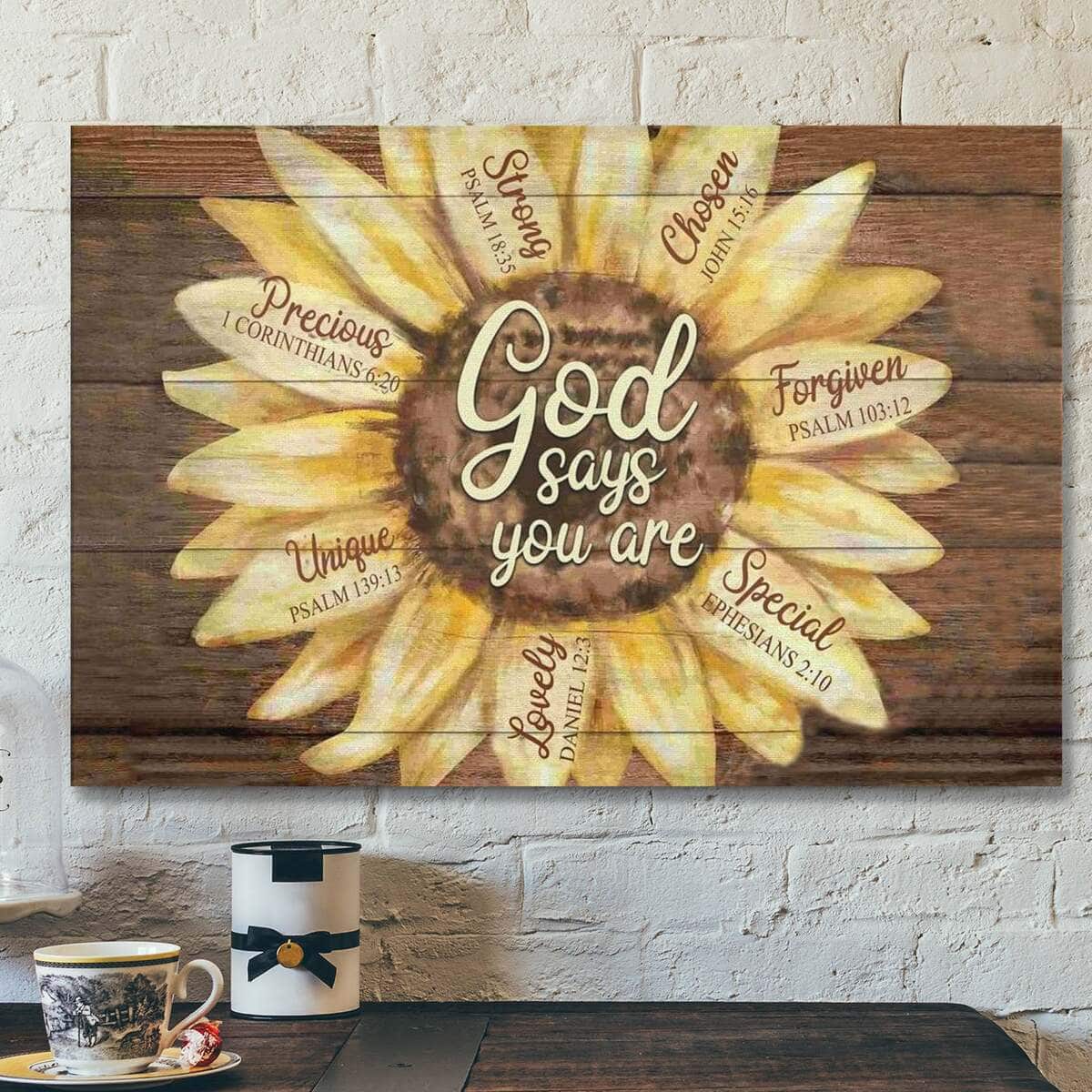 God Religious Gift Jesus God Says You Are Sunflower Christian Canvas Wall Art