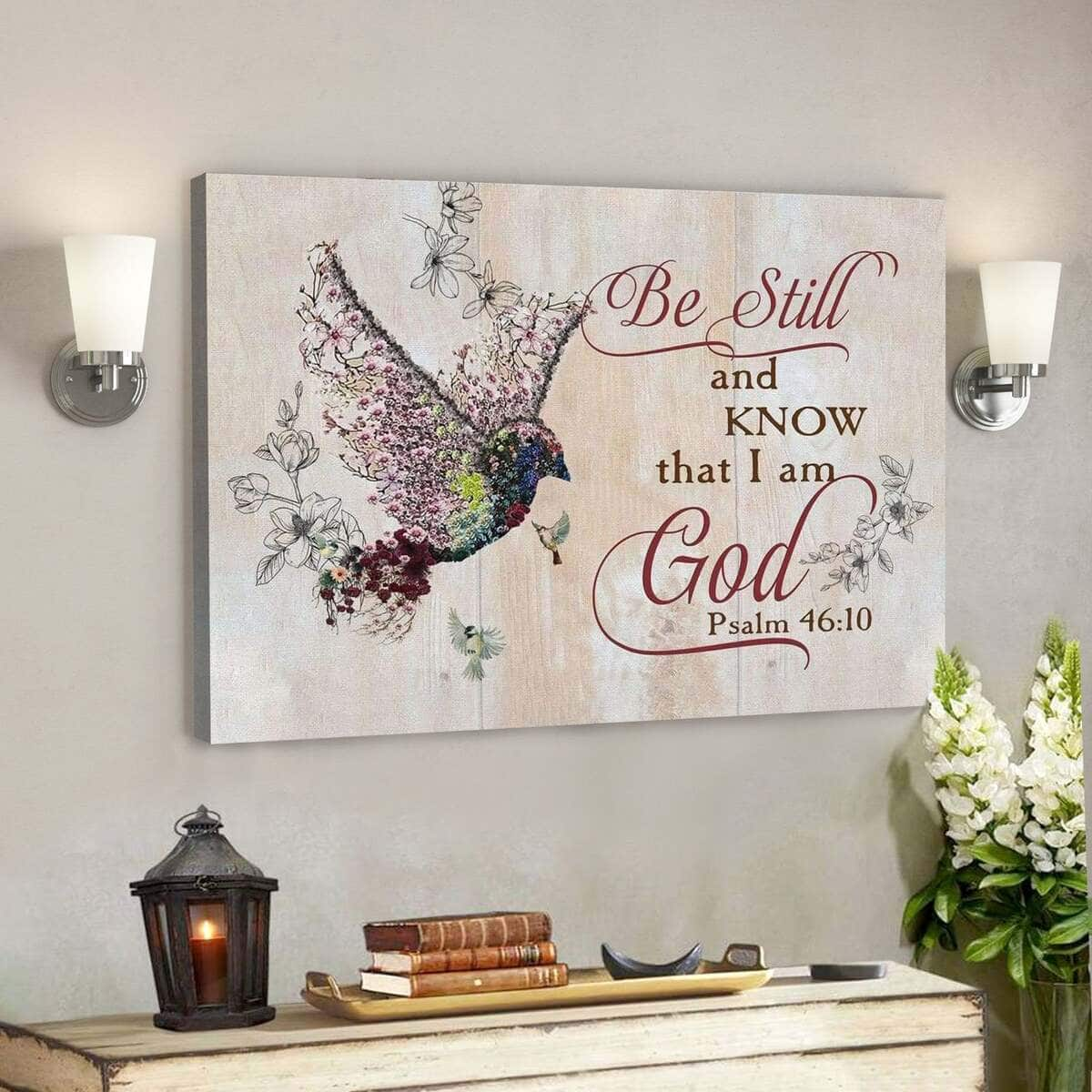 God Religious Gift Jesus Be Still And Know That I Am God Psalm 46:10 Sparrow Bible Verse Canvas Wall Art