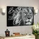 Jesus God Prints God Be Still And Know That I Am God Black And White Lion Canvas Wall Art