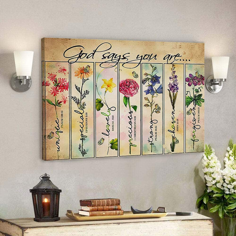 God Says You Are Christian Canvas Wall Art Bible Verse Faith Gift