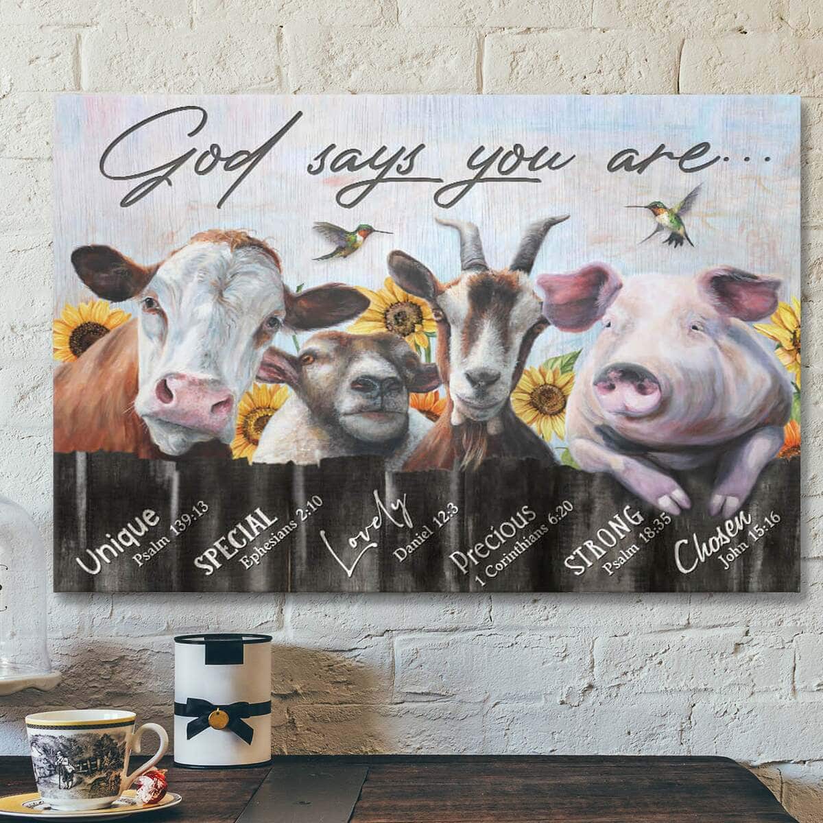 Farm God Says You Are Bible Verse Scripture Canvas Wall Art