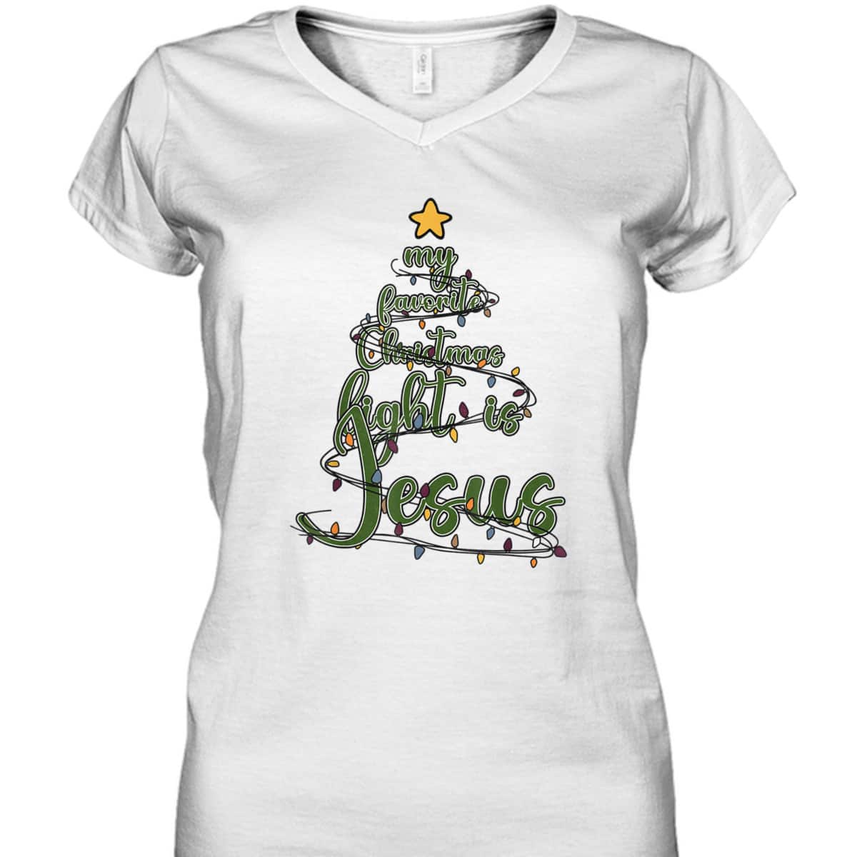 Religious Xmas My Favorite Christmas Light Is Jesus T-Shirt