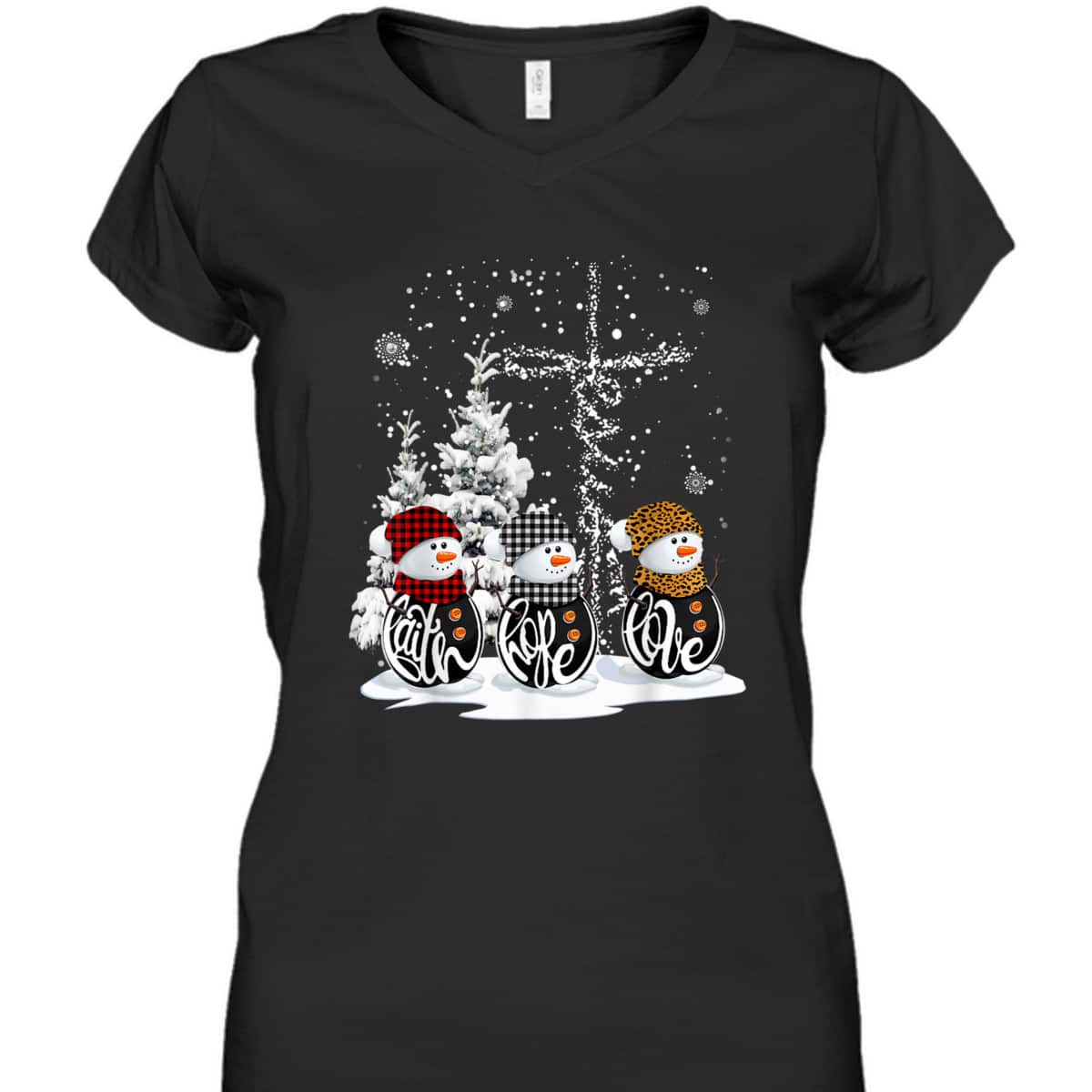 Christmas Faith Hope Love Snowman Xmas For Christian T-Shirt Christmas Faith Hope Love Snowman Xmas For Christian T-Shirt