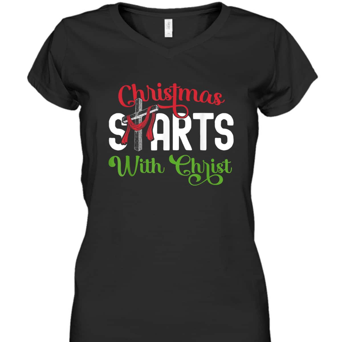 Christmas Starts With Christ Christian Cross Jesus T-Shirt