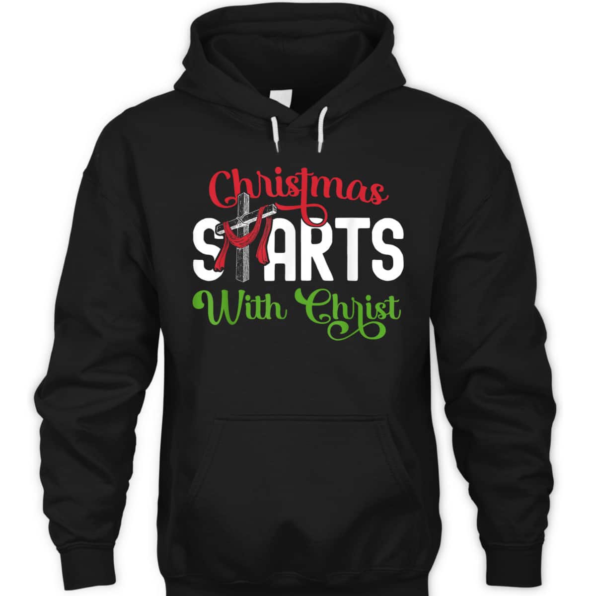 Christmas Starts With Christ Christian Cross Jesus T-Shirt