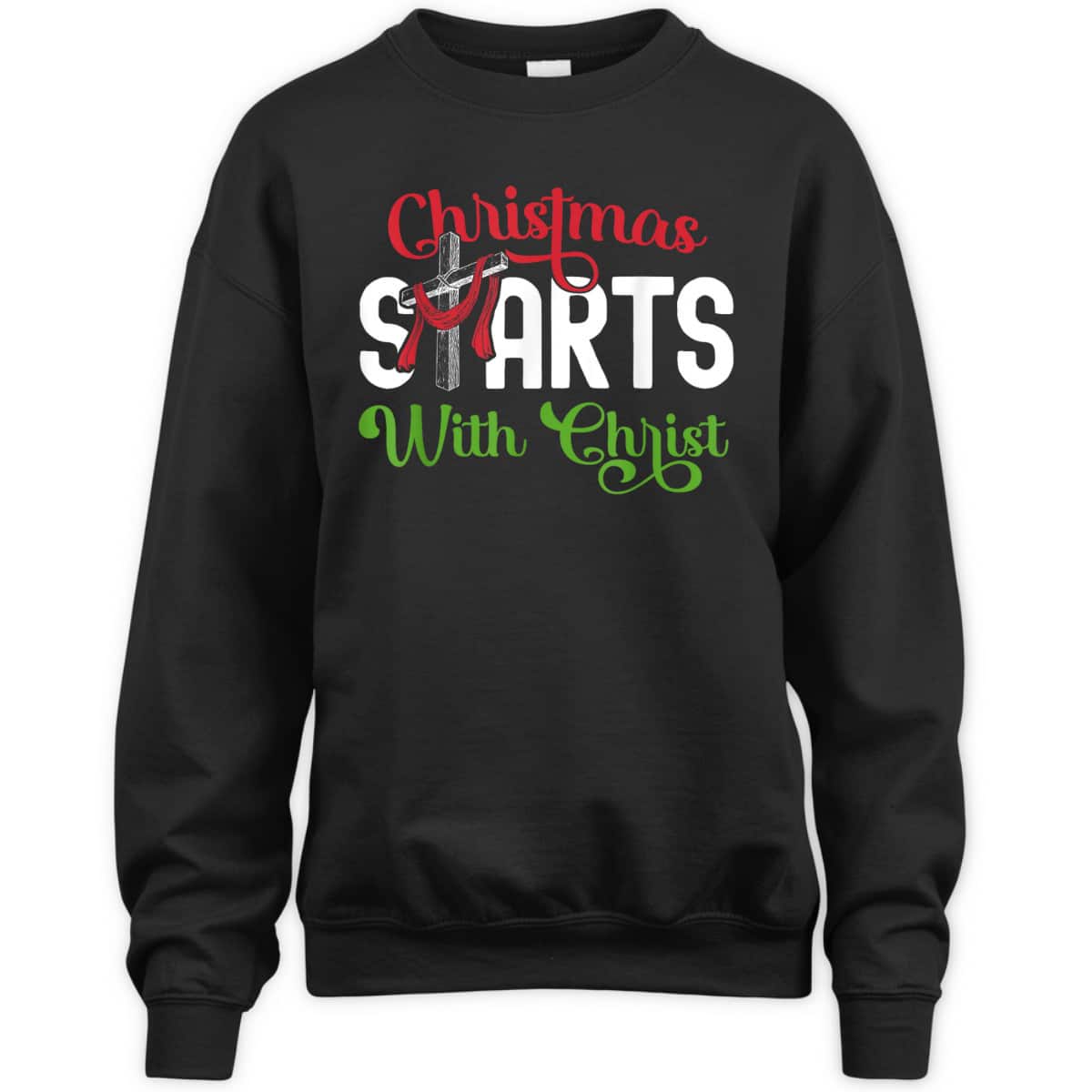 Christmas Starts With Christ Christian Cross Jesus T-Shirt
