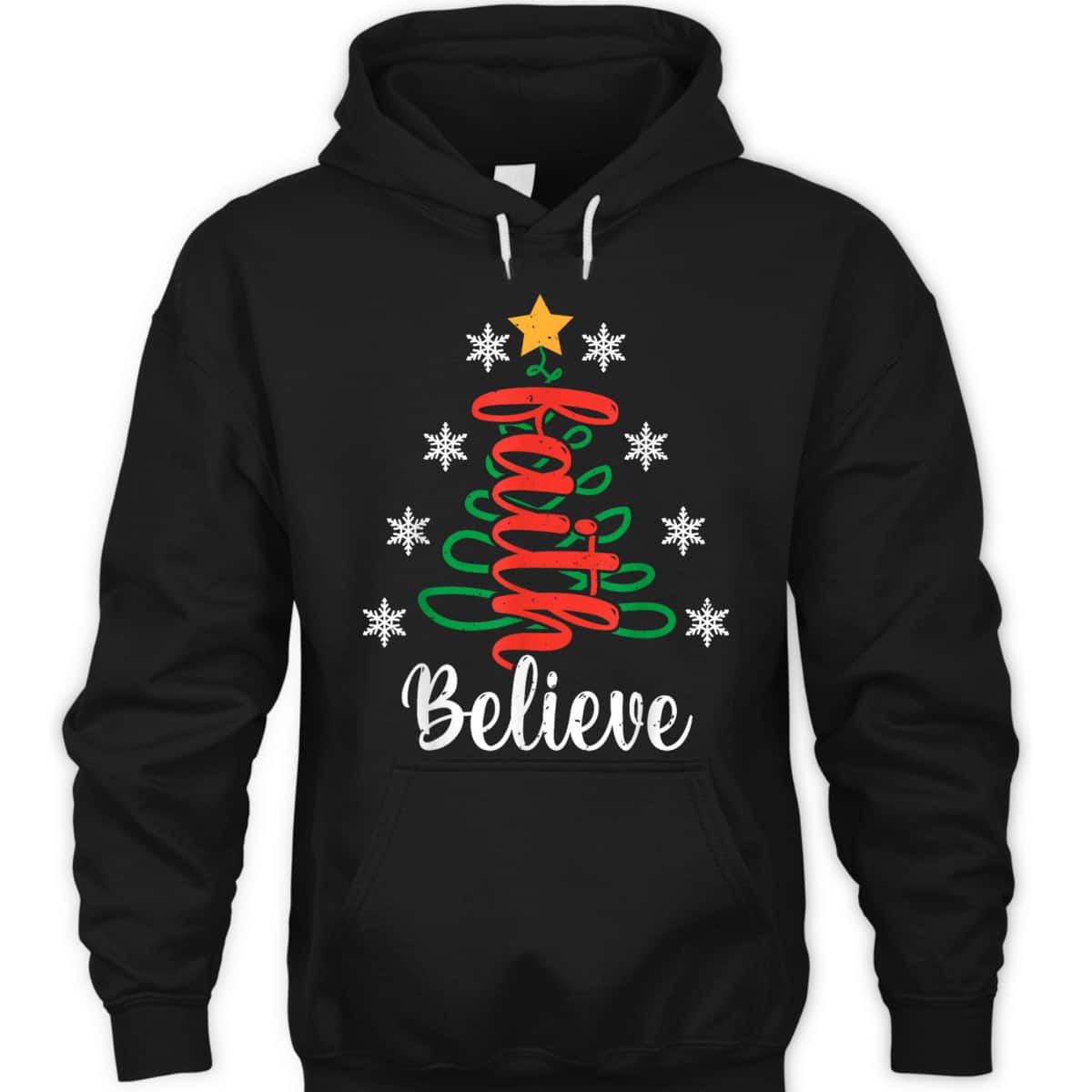 Believe Christian Faith Jesus Religious Christmas Tree T-Shirt