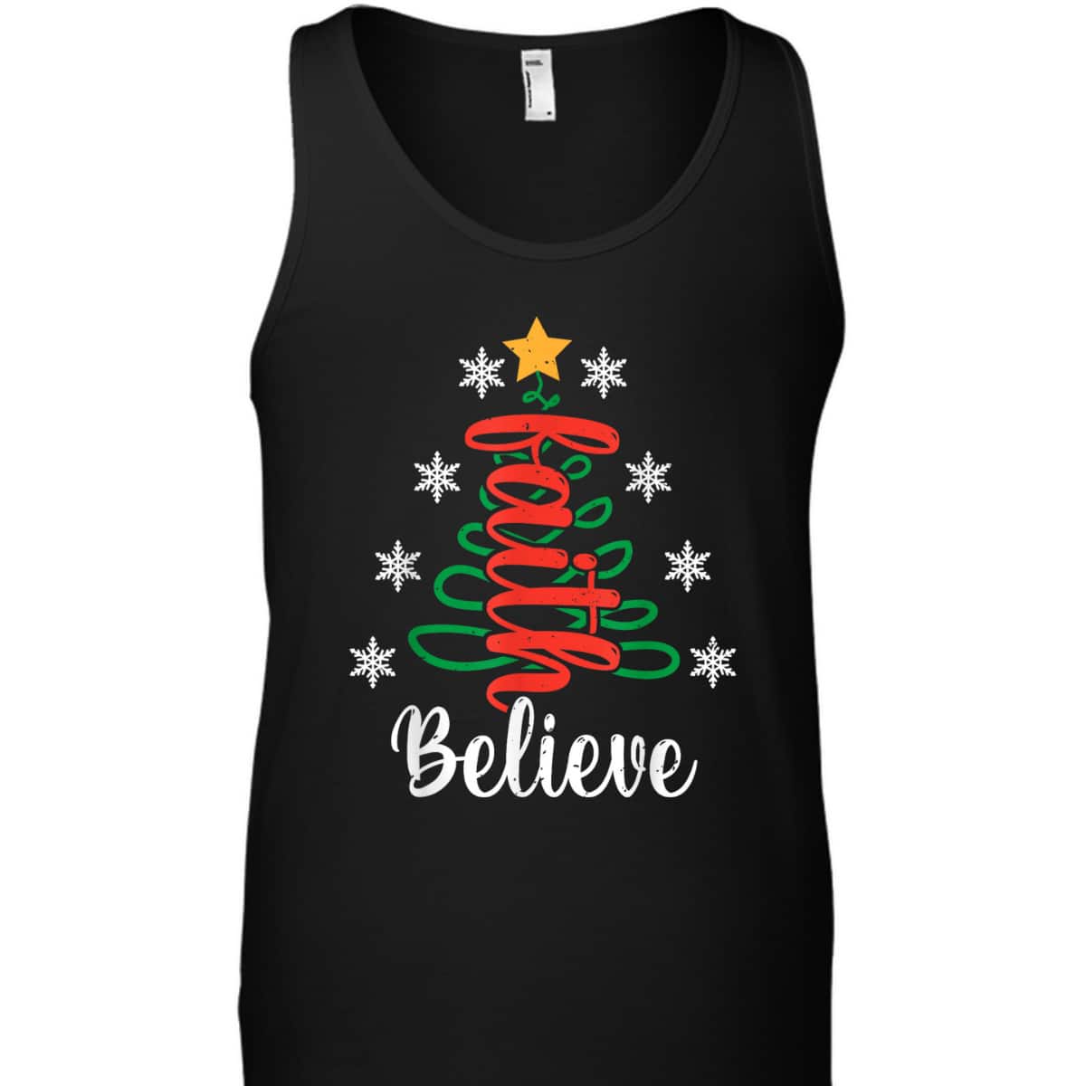 Believe Christian Faith Jesus Religious Christmas Tree T-Shirt