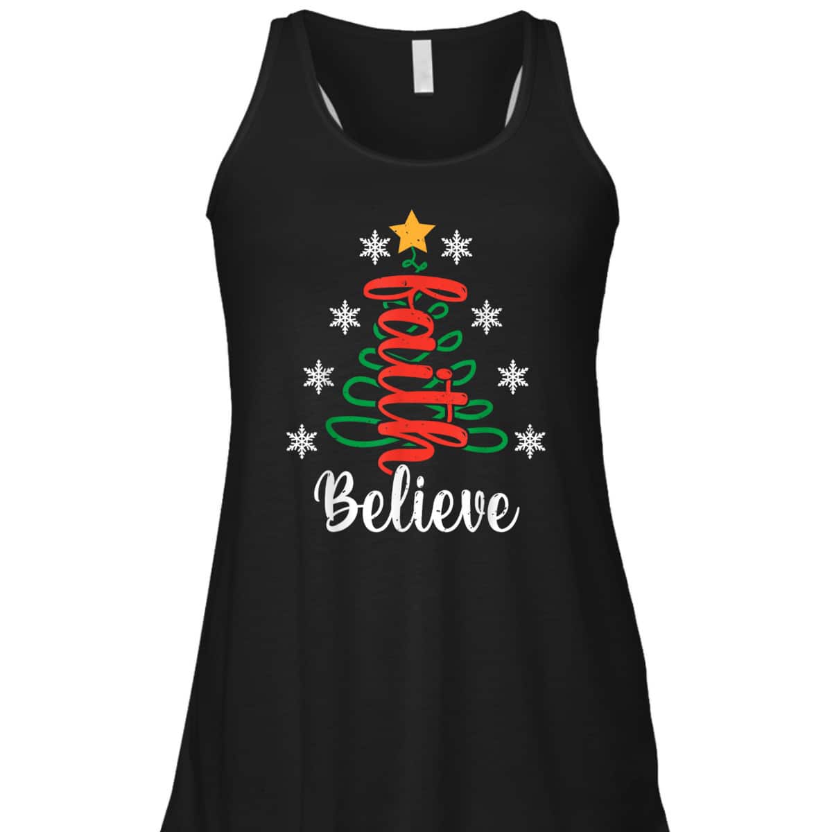 Believe Christian Faith Jesus Religious Christmas Tree T-Shirt