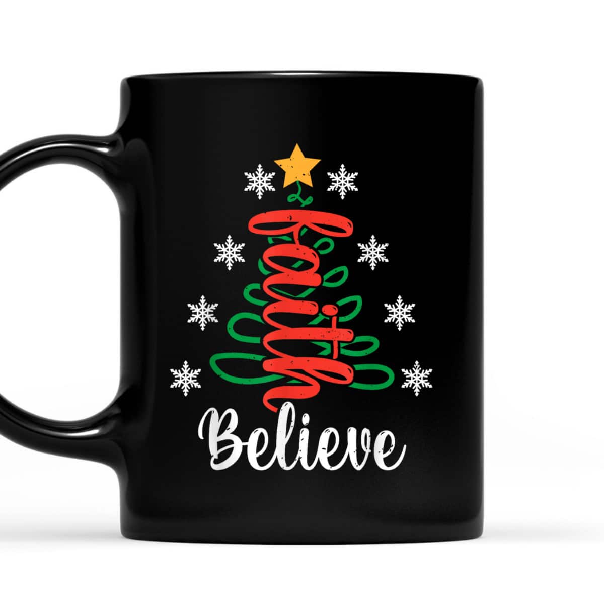 Believe Christian Faith Jesus Religious Christmas Tree T-Shirt