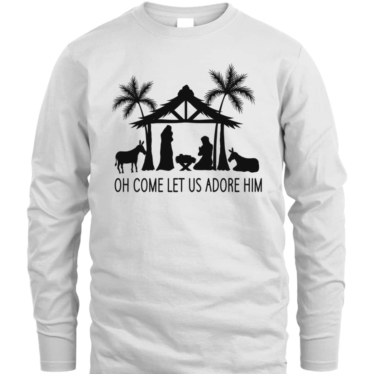 Cute Nativity Oh Come Let Us Adore Him Christmas T-Shirt